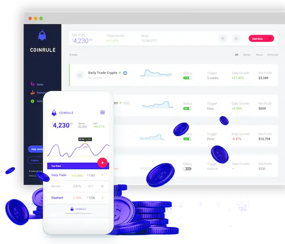 Trading Bot Coinrule Image background for mobile layout