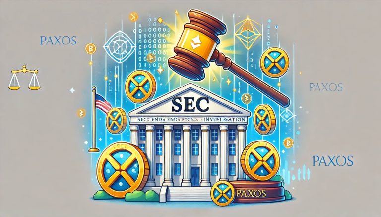 SEC Ends Paxos Crypto Investigation," with playful and animated elements while maintaining a professional tone